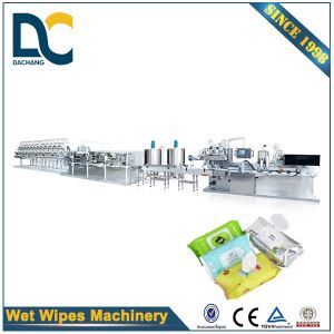 DCW-2700L + KGT-340B + DCL-50 Complete Set 30-120pcs Wet Tissue Packing Machine Cost amb màquina aplicadora de tapa de robot
